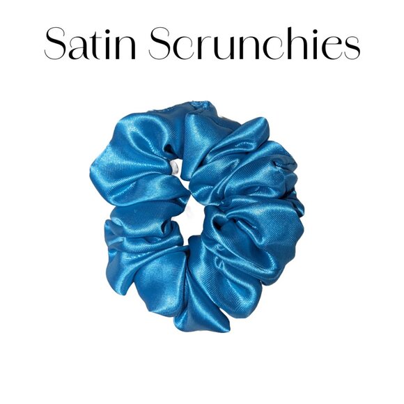 Amiga Mia small blue satin scrunchie hand crafted - Picture 4 of 6
